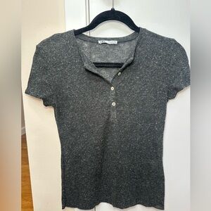 Zara Charcoal Short Sleeve Top